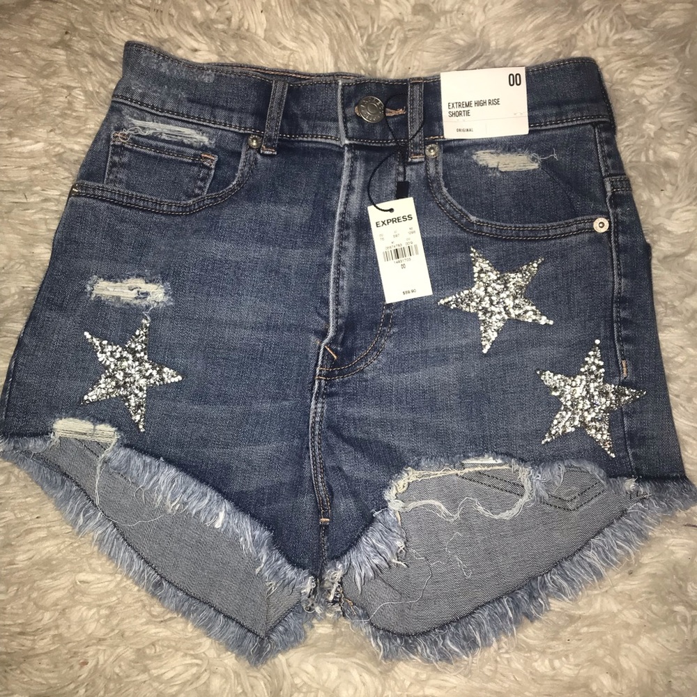 Brand new EXPRESS denim shorts (w/sequin stars)